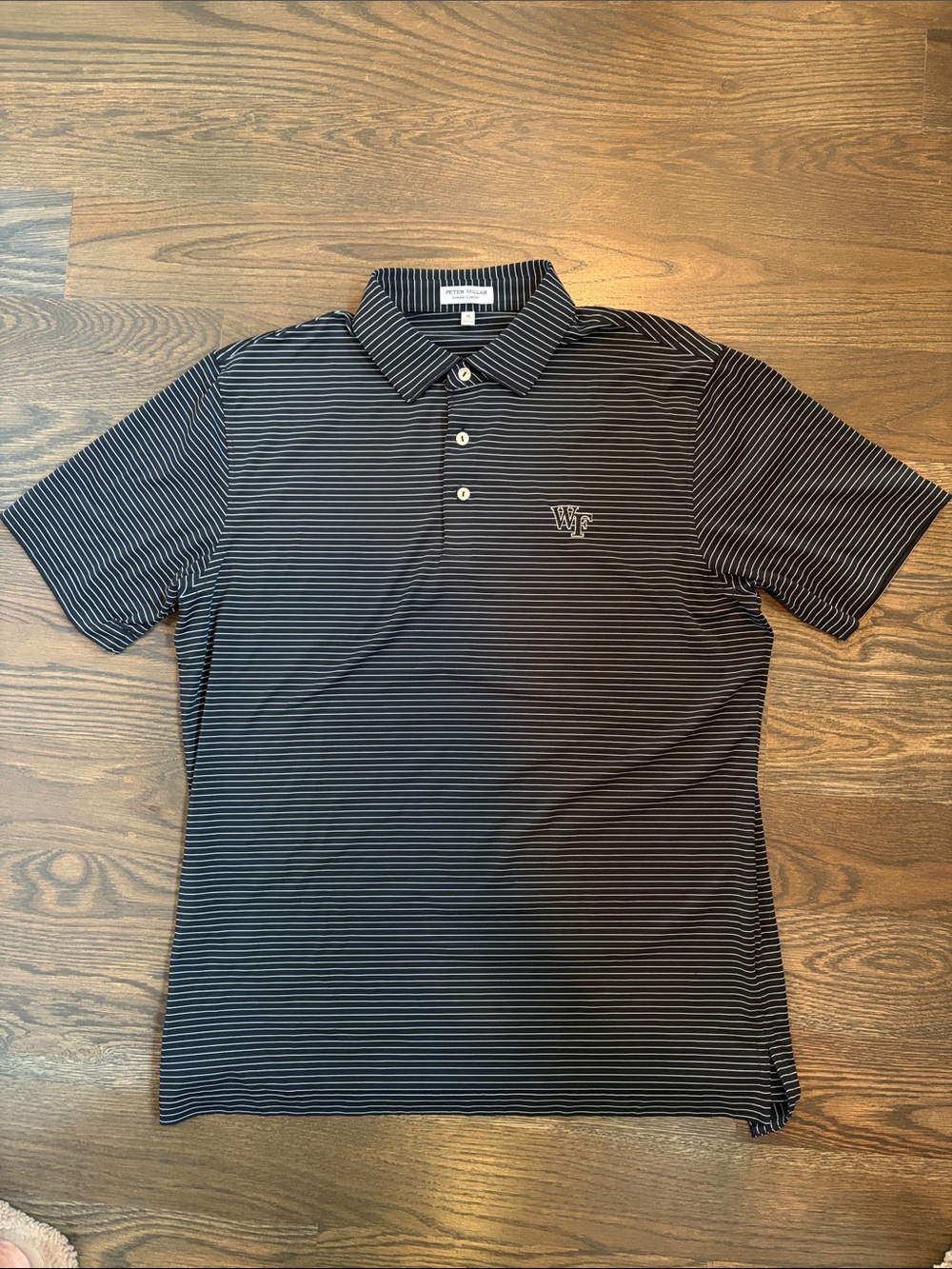 Peter Millar Wake Forest Black and White Striped Performance Polo